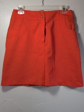 Vintage White Stag Orange Knit Short Skirt Women's 28" Waist